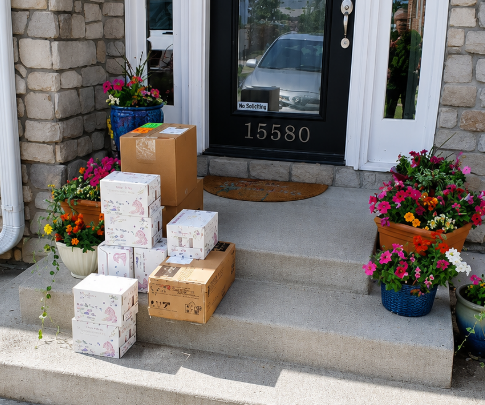 Proof of delivery photo of a package in front of a door